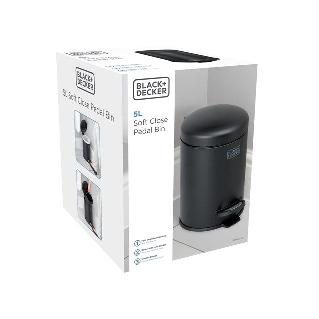 Black + Decker 5 L Dome Bin - Black