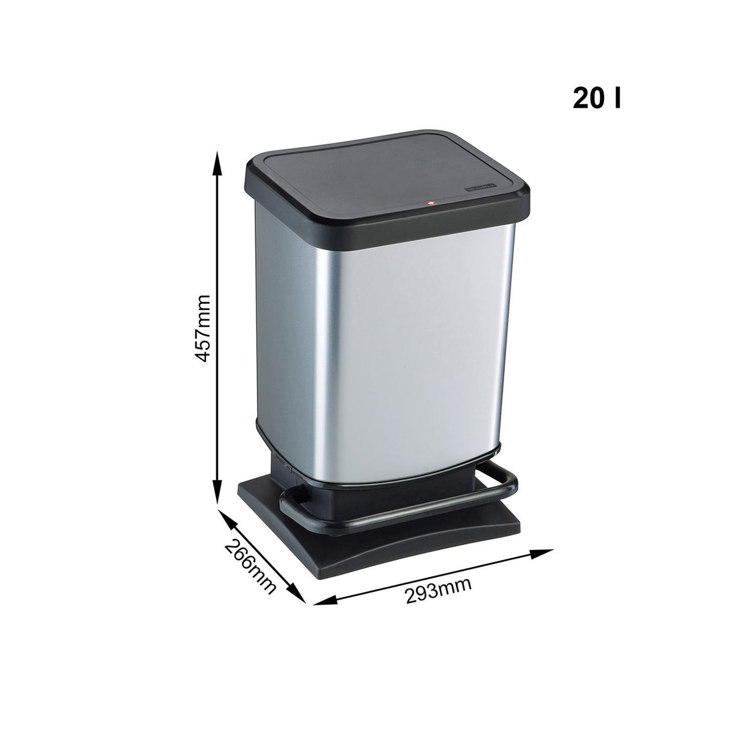 Rotho Paso Pedal Bin-Silver- 20L