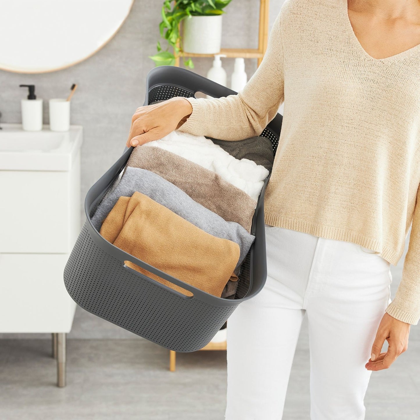 Rotho Brisen Laundry Basket - Grey-41L