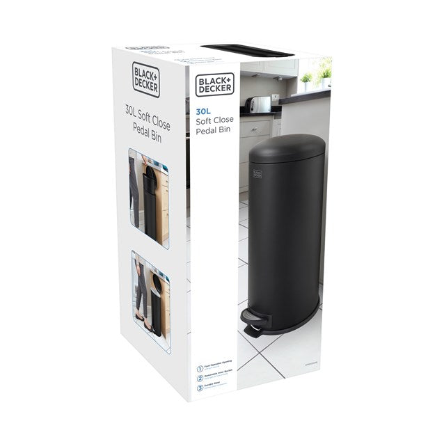 Black + Decker 30 L Bin - Black