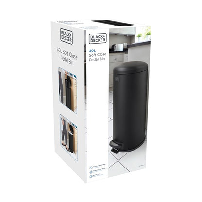 Black + Decker 30 L Bin - Black