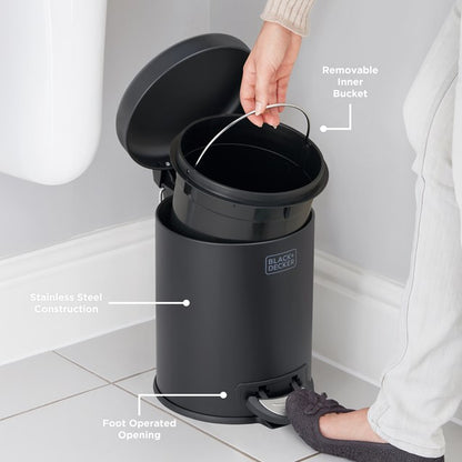 Black + Decker 5 L Dome Bin - Black
