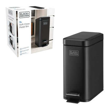 Black + Decker 5 L Slim Bin - Black