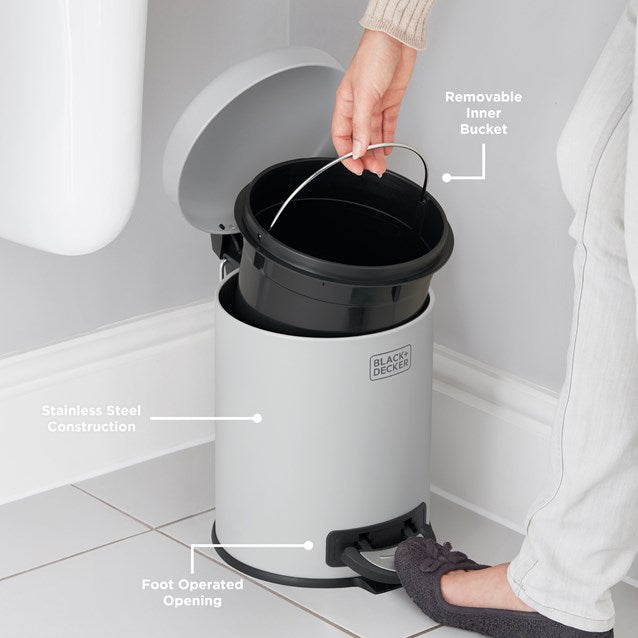 Black + Decker 5 L Dome Bin - Grey