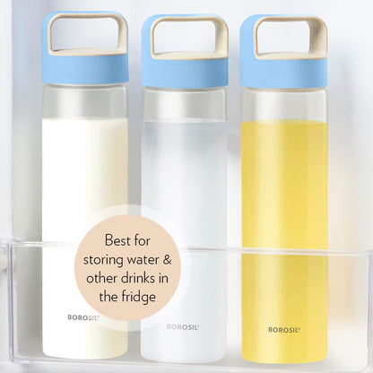 Borosil Neo Glass Bottle - Blue Handle 550 ml