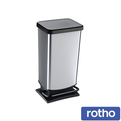 Rotho Paso Pedal bin -Silver -40L