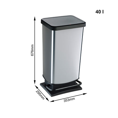 Rotho Paso Pedal bin -Silver -40L