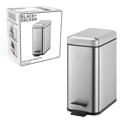 Black + Decker 5 L Slim Bin - Stainless Steel