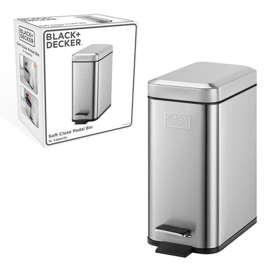 Black + Decker 5 L Slim Bin - Stainless Steel