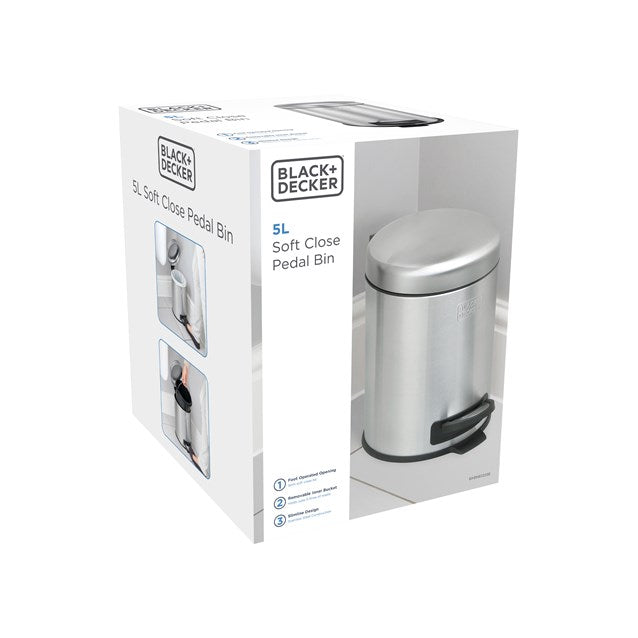 Black + Decker 5 L Dome Bin - Stainless Steel