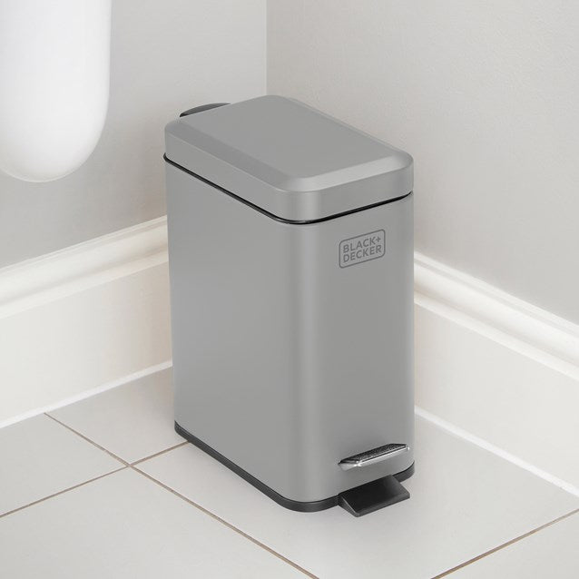 Black + Decker 5 L Slim Bin - Grey