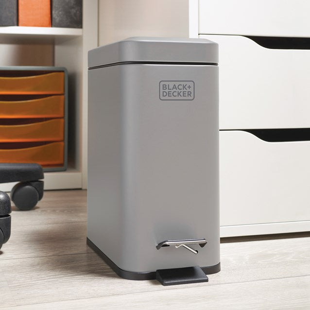 Black + Decker 5 L Slim Bin - Grey