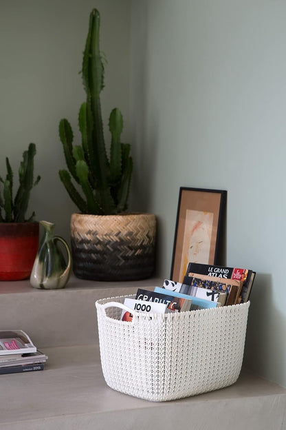 Curver Knit Rectangular Basket White - Large